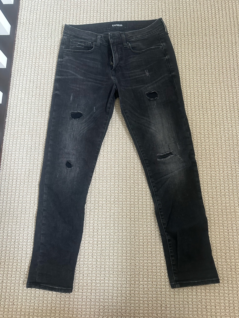 Express Black Distressed Skinny Jeans